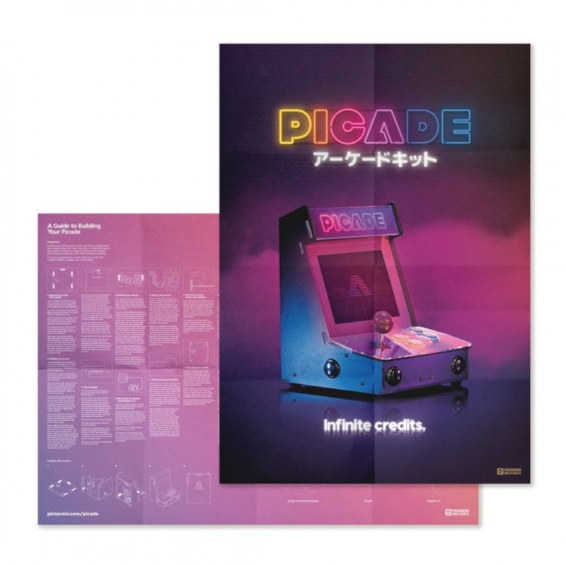 Picade Arcade Machine - retro machine - cap + accessories for Raspberry Pi 3B+/3B/2B/Zero - 8" display