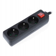 Lanberg power strip - black 3x 230V with switch 1.5m