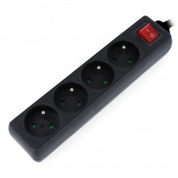 Lanberg power strip - black 4x 230V with switch 1.5m