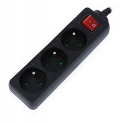 Lanberg power strip - black 3x 230V with switch 3m