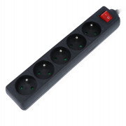 Lanberg power strip - black 5x 230V with switch 3m