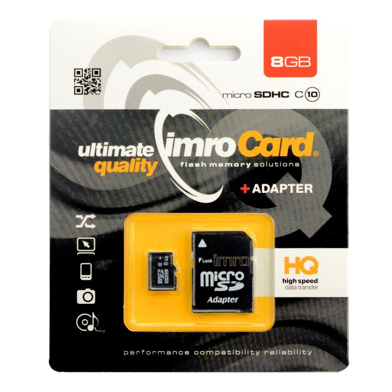 Memory card Imro Ultimate Quality microSD 8GB 30MB/s class 10 with adapter