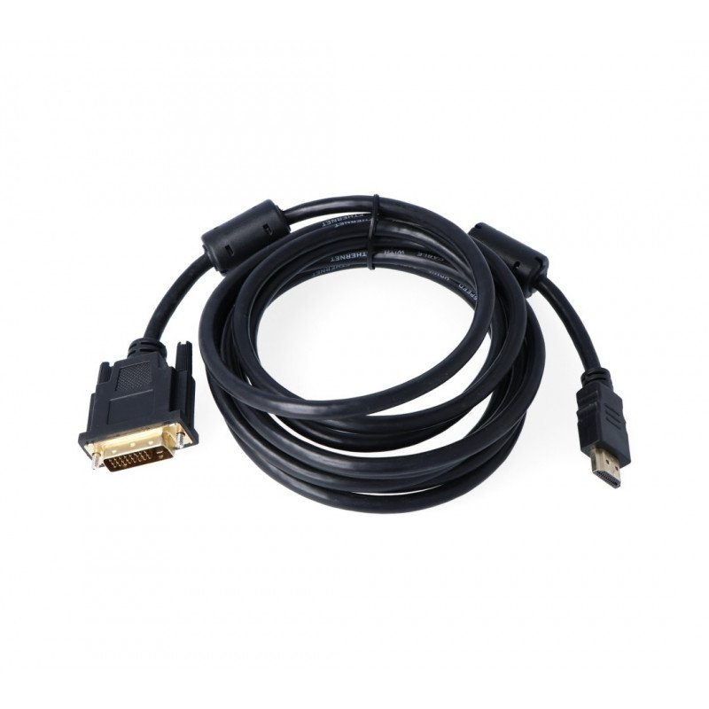 Kabel DVI-HDMI zł. 19pin + filtr 1.5m