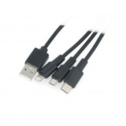 Lanberg Combo 3in1 USB cable type A - microUSB + lightning + USB type C 2.0 black PVC - 1.8m