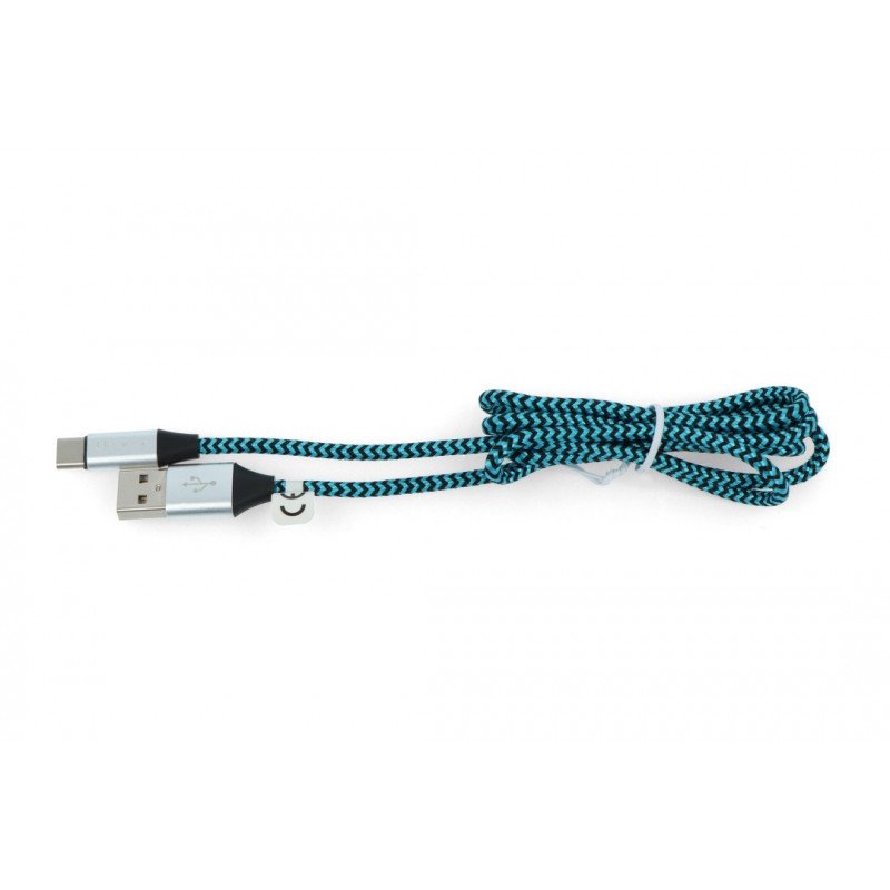Cable TRACER USB A - USB C 2.0 black and blue braid - 1m