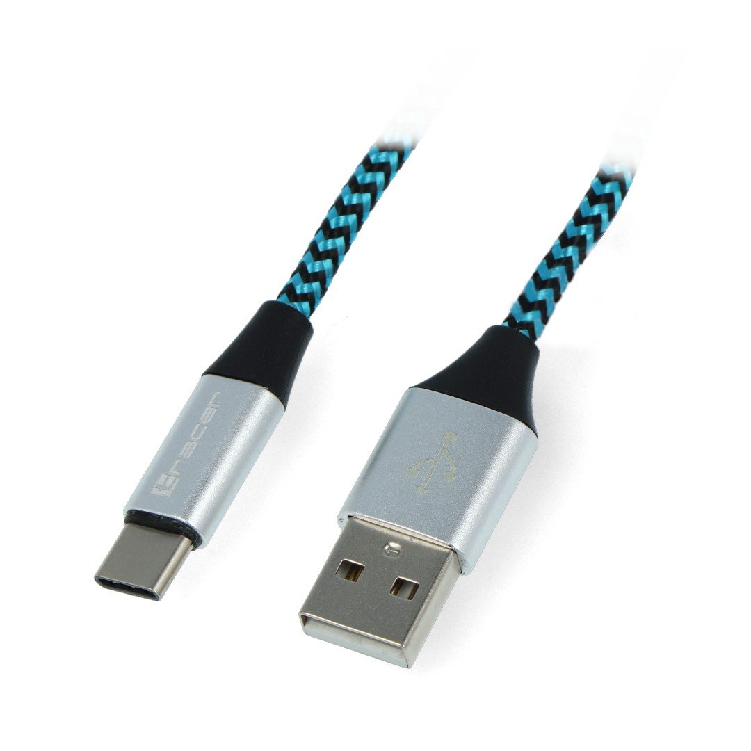 Cable TRACER USB A - USB C 2.0 black and blue braid - 1m