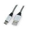 Cable TRACER USB A - USB C 2.0 black and silver braid - 1m - zdjęcie 1