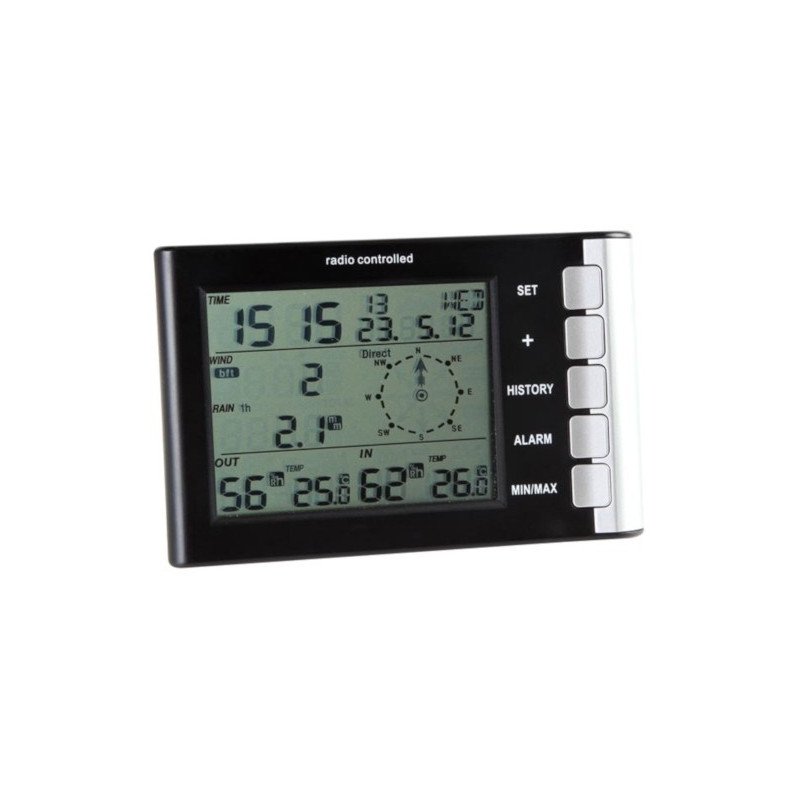 Wireless weather station with DCF clock and sensor for outdoor use