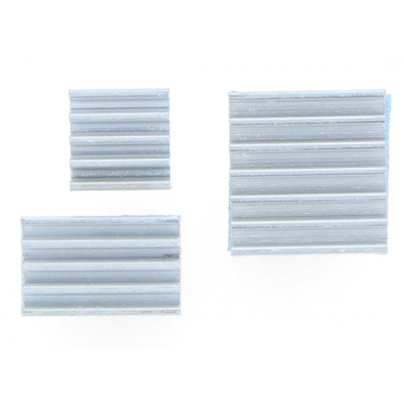 Set of heat sinks for Raspberry Pi - silver with thermal conductive tape - 3pcs.