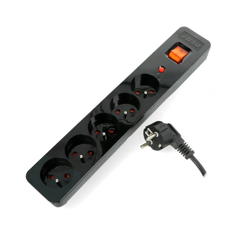 Power strip with Acar X5 protection black - 5 sockets - 1.5 m