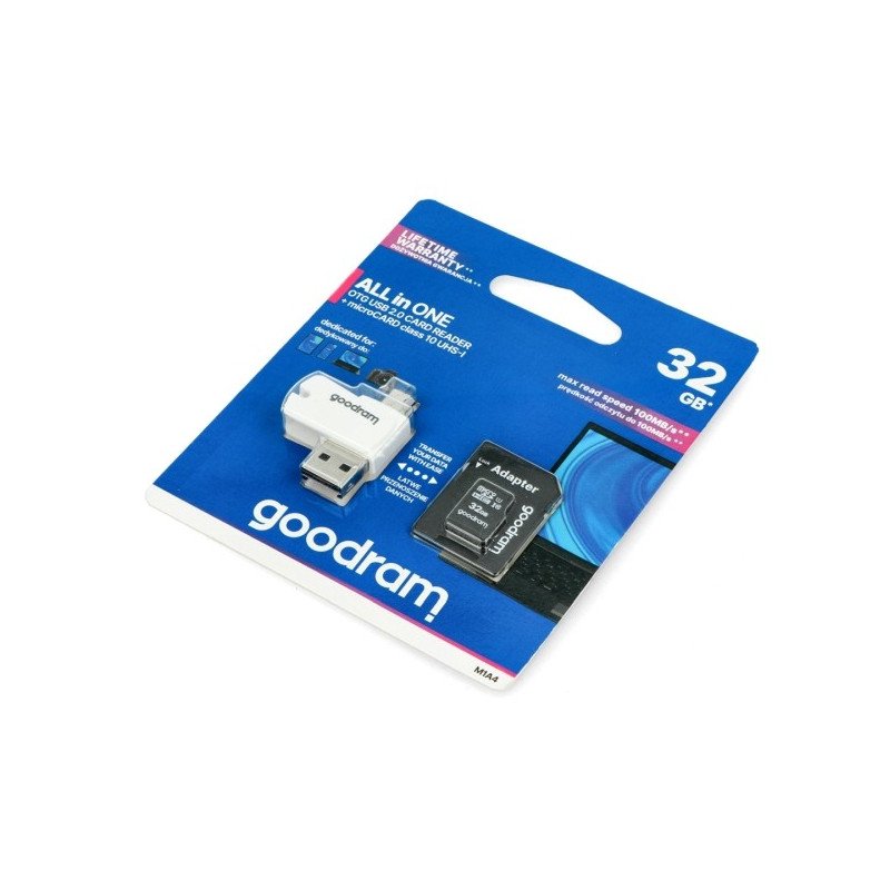 Goodram All in One memory card micro SD / SDHC 32GB class 10 + adapter + reader OTG