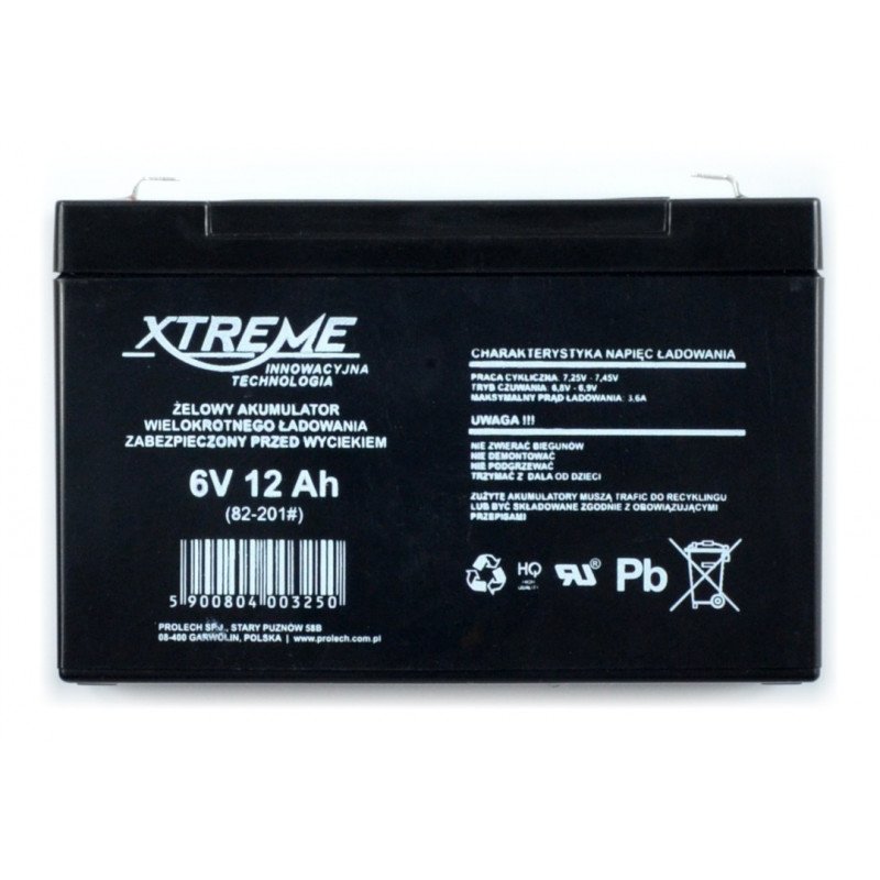 Gel rechargeable battery 6V 12Ah Xtreme