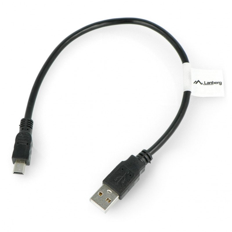 Cable miniUSB B - A 2.0 Lanberg 0.3m - black