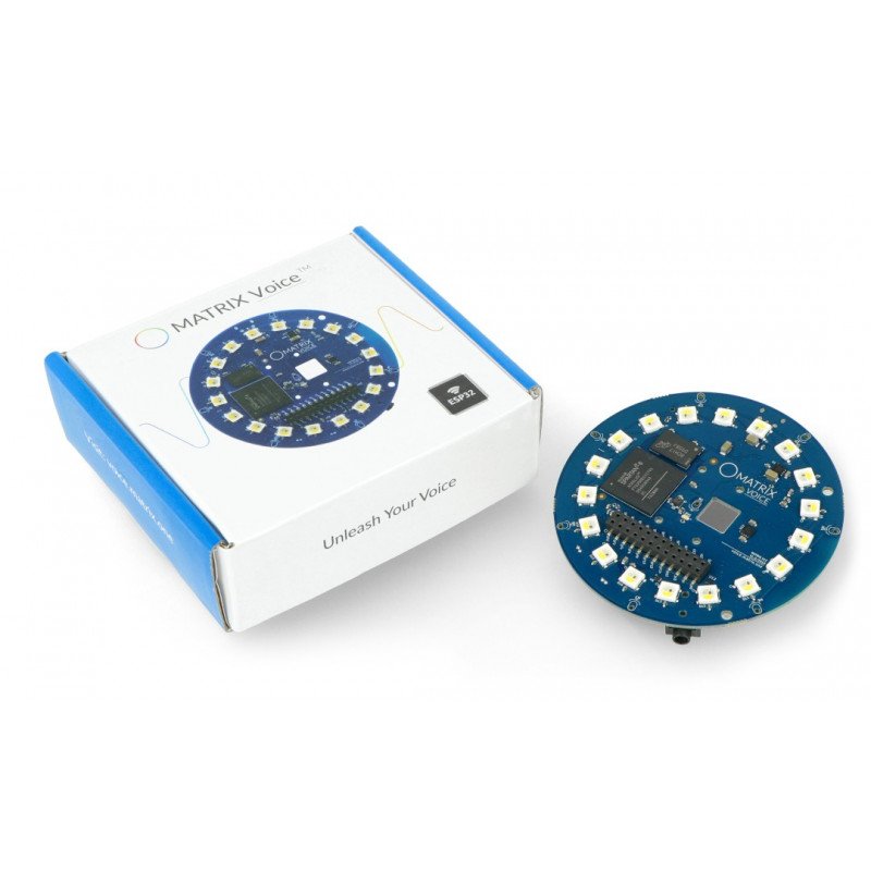 Matrix Voice ESP - voice recognition module + 18 LED RGBW - WiFi, Bluetooth - overlay for Raspberry Pi