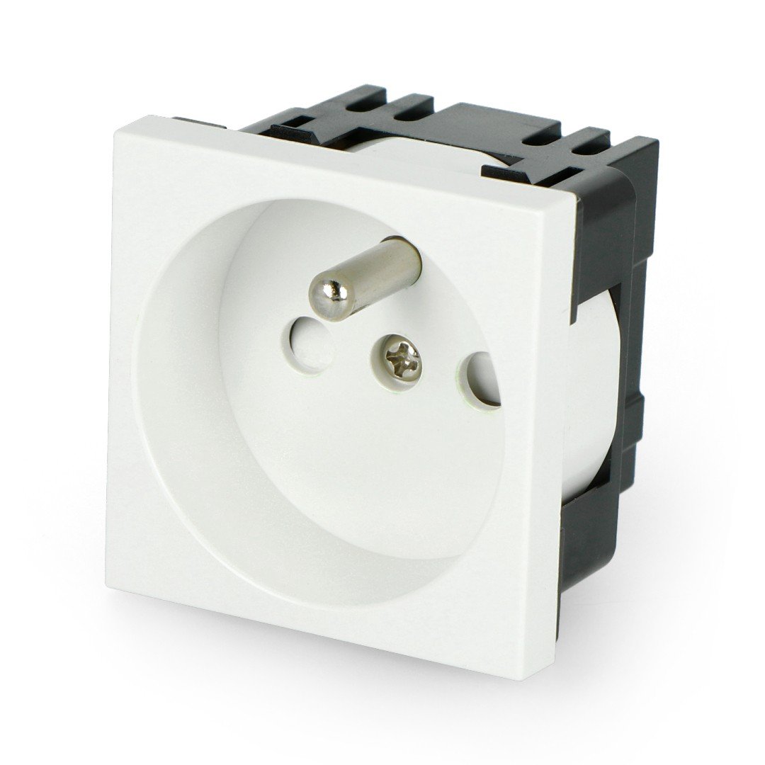 Flush-mounted socket 230V single 45x45mm 16A French - white