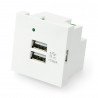 Flush-mounted socket 250V charger 2x USB 45x45mm 2,1A - white - zdjęcie 1