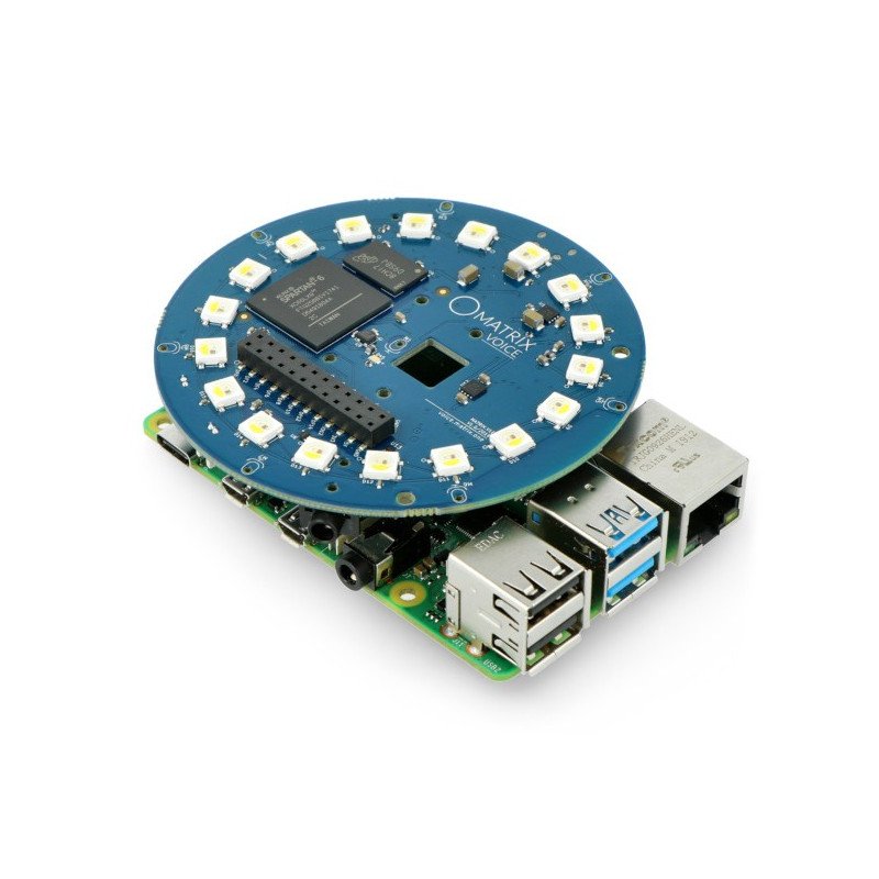 Matrix Voice ESP - voice recognition module + 18 LED RGBW - WiFi, Bluetooth - overlay for Raspberry Pi