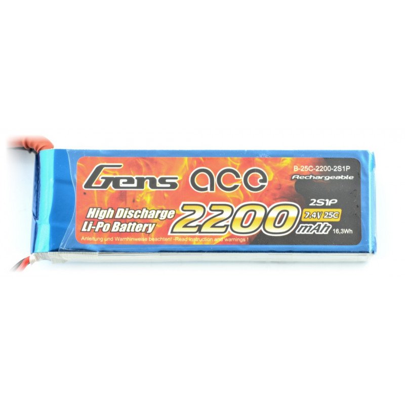 LiPol Gens Ace 2200mAh 25C 2S 7.4V package