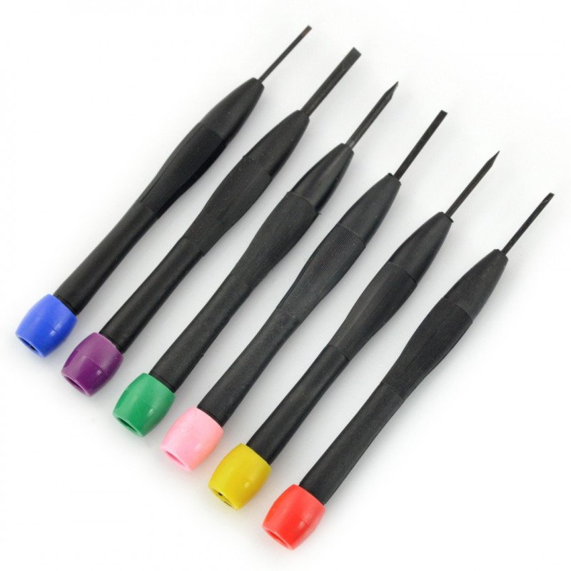 Set of 6 flat-head screwdrivers (-) mini