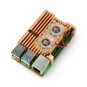 Case for Raspberry Pi 4B with 2 fans - metal - gold