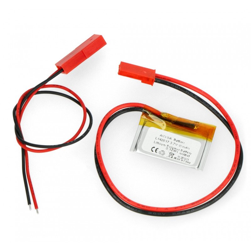 Battery Li-Pol Akyga 33mAh 1S 3.7V - JST-BEC connector + socket - 28x17x1.4mm