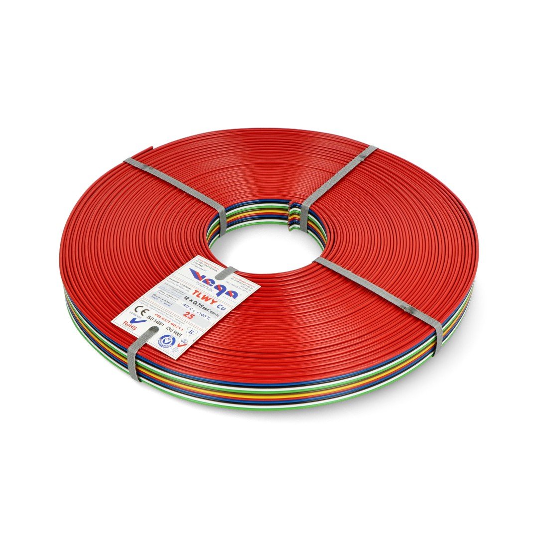 Ribbon cable TLWY - 12x0.75mm²/AWG 18 - multicoloured - 25m