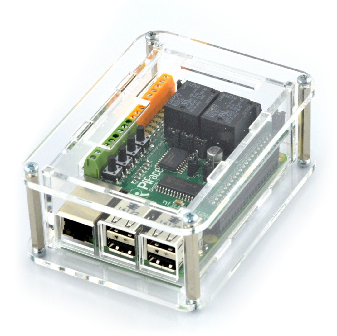 Raspberry Pi B+ housing and PiFace Digital 2 module - transparent