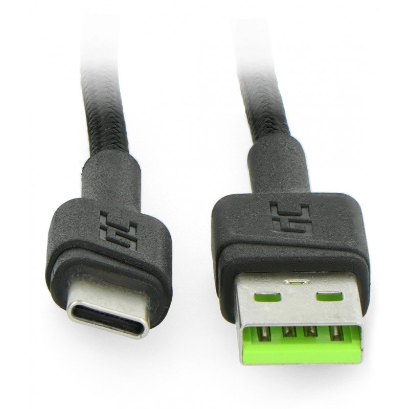 Green Cell Ray cable USB 2.0 type A - USB 2.0 type C with backlight - 1.2 m black with braid