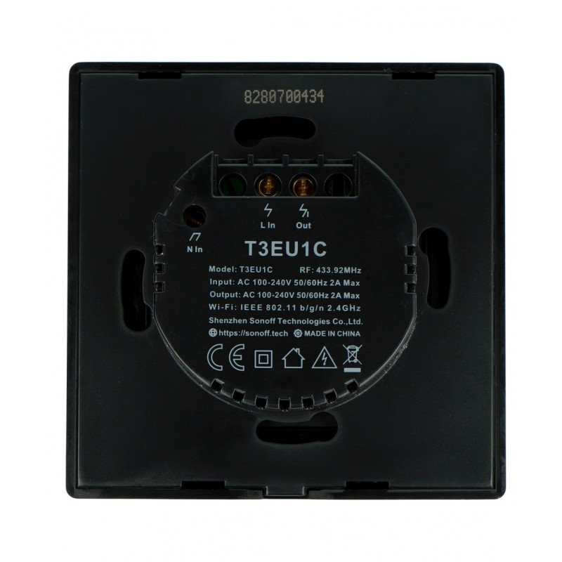Sonoff T3EU1C-TX - touch wall switch - 433MHz / WiFi - 1 channel