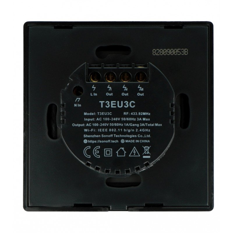 Sonoff T3EU3C-TX - touch wall switch - 433MHz / WiFi - 3 channel