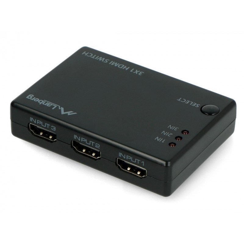 Video switch - 3 HDMI ports - with remote control and IR receiver - microUSB port - Lanberg SWV-HDMI-0003