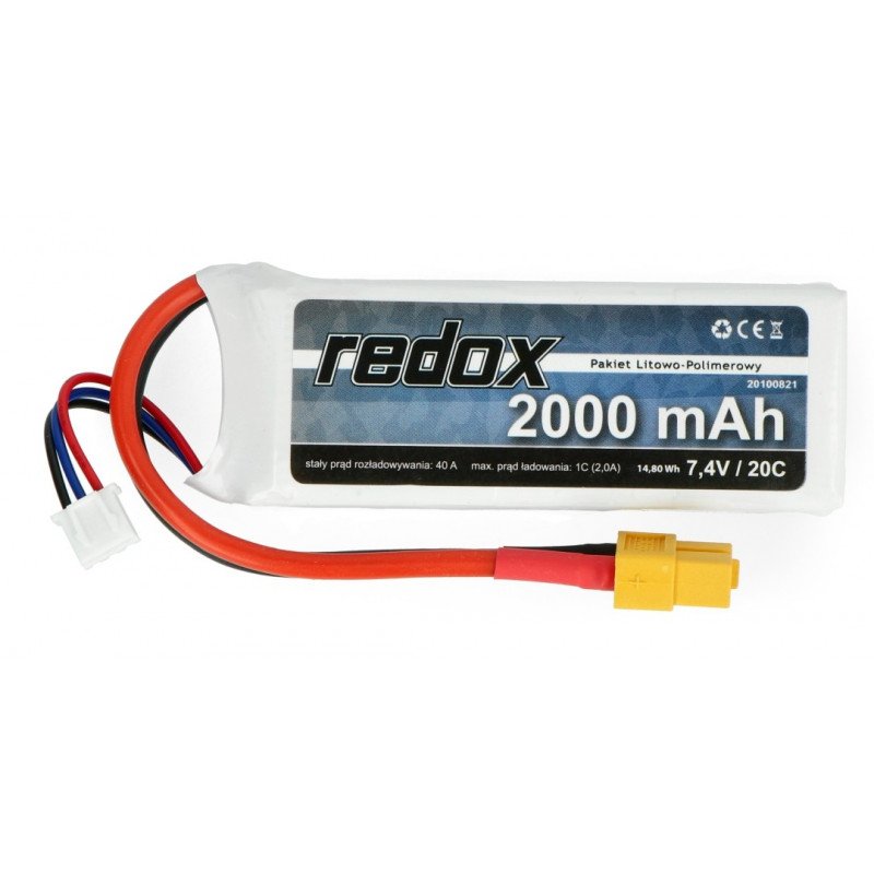 Li-Pol Redox 2000mAh 20C 2S 7.4V - XT-60 package