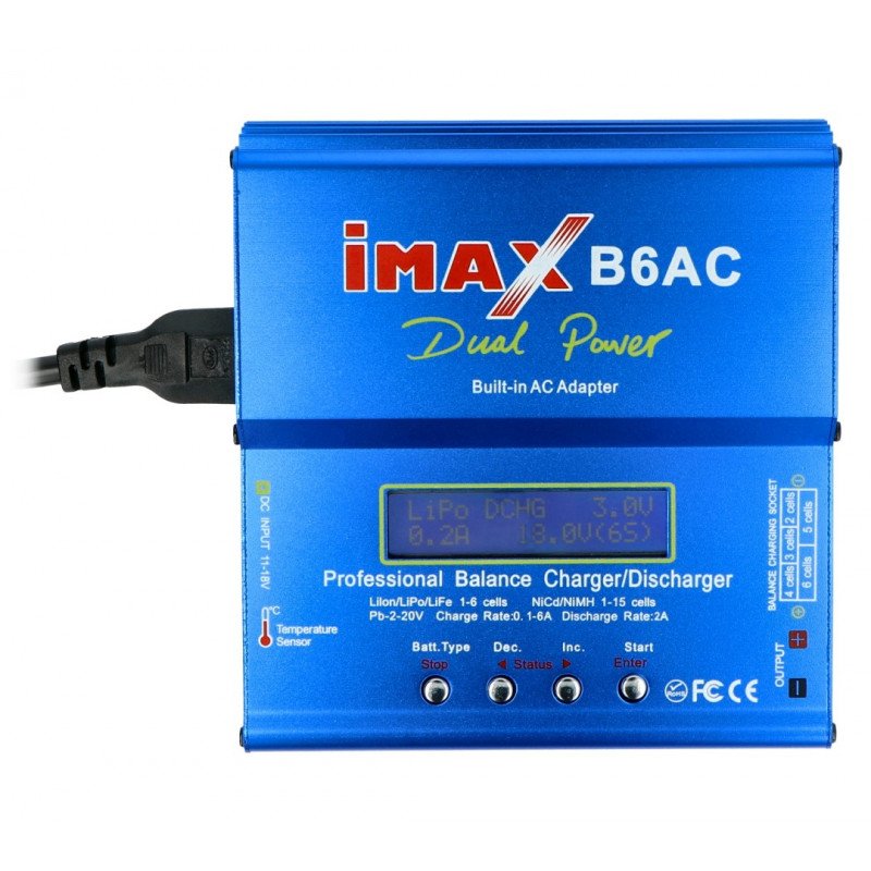 Li-Pol / Li-Fe / Li-Ion / Ni-Cd / Ni-Mh / PB charger with Imax balancer B6AC 80W with built-in power supply