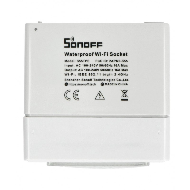 Sonoff S55 intelligent socket in a hermetic housing