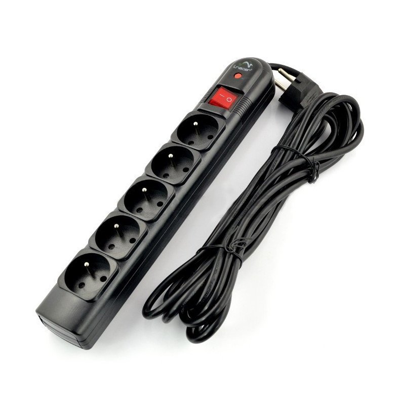Power strip with Tracer PowerGuard protection black - 5 sockets - 5m