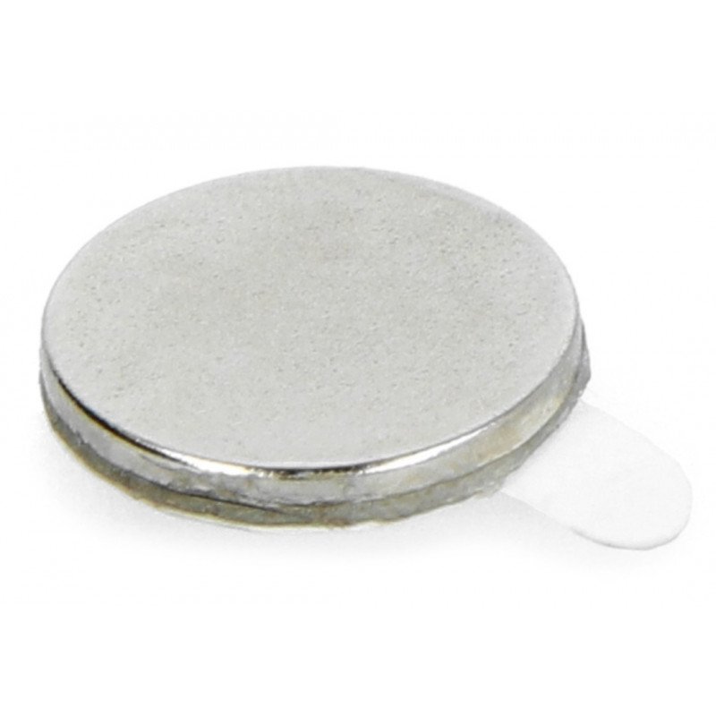 Round neodymium magnet with adhesive layer N N N35/Ni - 10x1mm