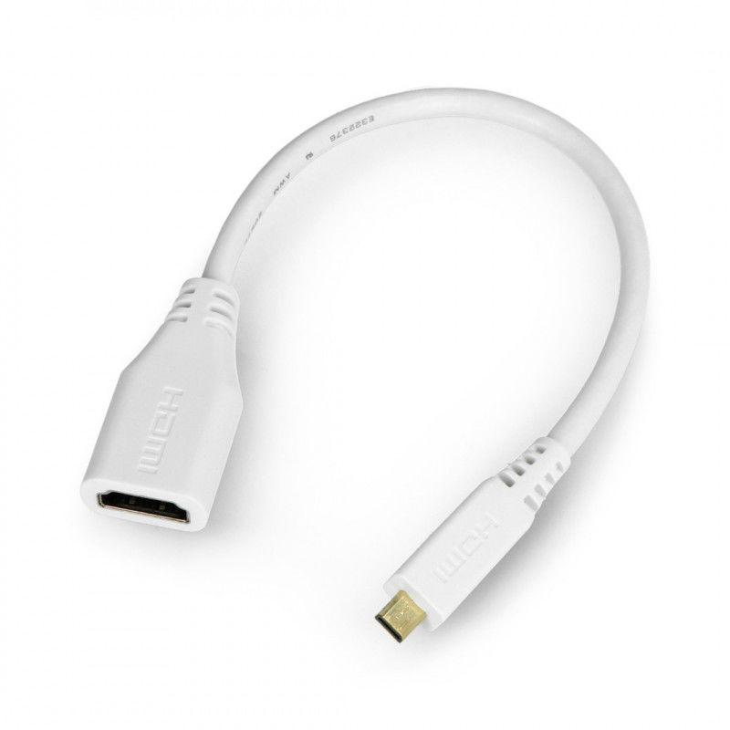 MicroHDMI adapter - HDMI original for Raspberry Pi 4B - 235 mm - white