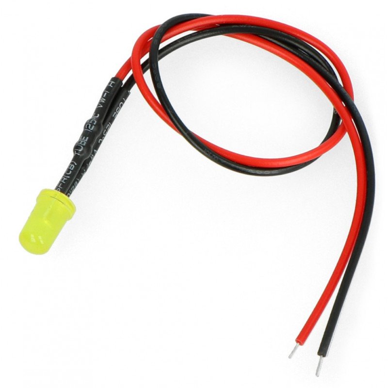 LED 5mm 12V with resistor and wire - yellow