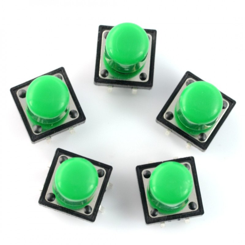 Tact Switch 12x12 mm z nasadką - długi zielony