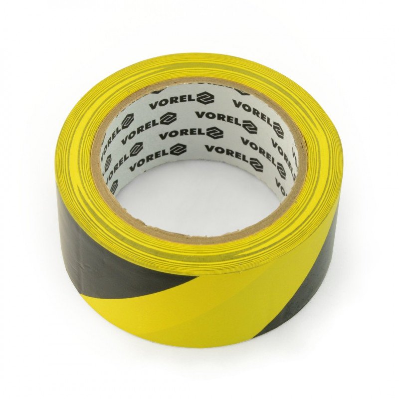 Black and yellow adhesive warning tape 48mm x 33m