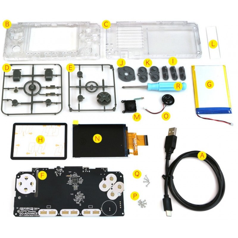 Odroid Go Advance Black Edition - a set of console components - Clear White