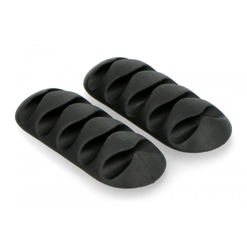 Cable organizer Blow - self-adhesive with 5 black clips - 2pcs.