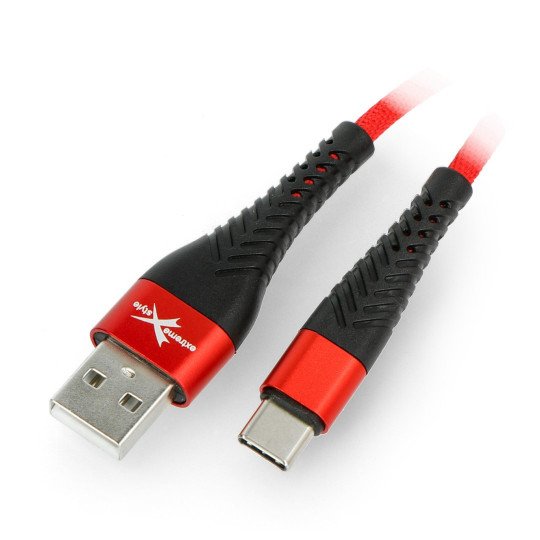 eXtreme Spider USB A - USB C cable - 1,5m - red Botland - Robotic Shop