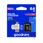 Goodram All in One - micro SD / SDHC memory card 64GB class 10 + adapter + OTG reader