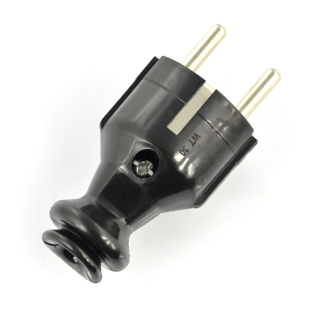 Straight plug WT-30-2 - for grounded socket - black