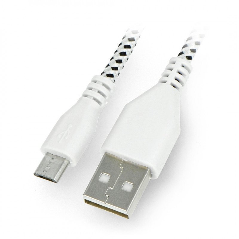 KK21L Micro USB cable 1M White braid