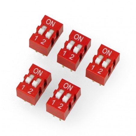 DIP switch 2-pole - red - 5 pcs. DIP switch 2-pole - red - 5 pcs.