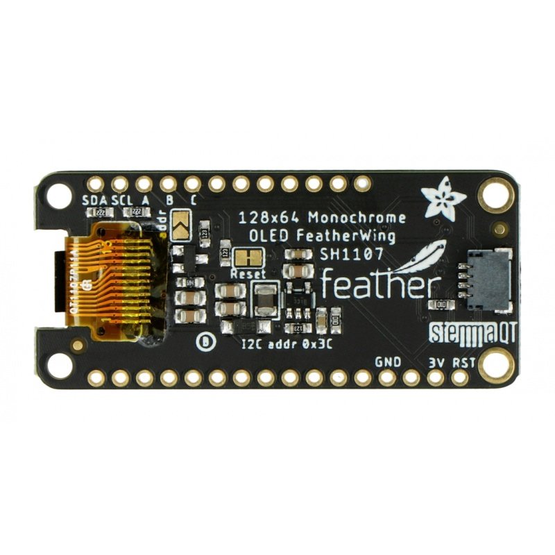 FeatherWing OLED display 128x64px - pad for Feather - STEMMA