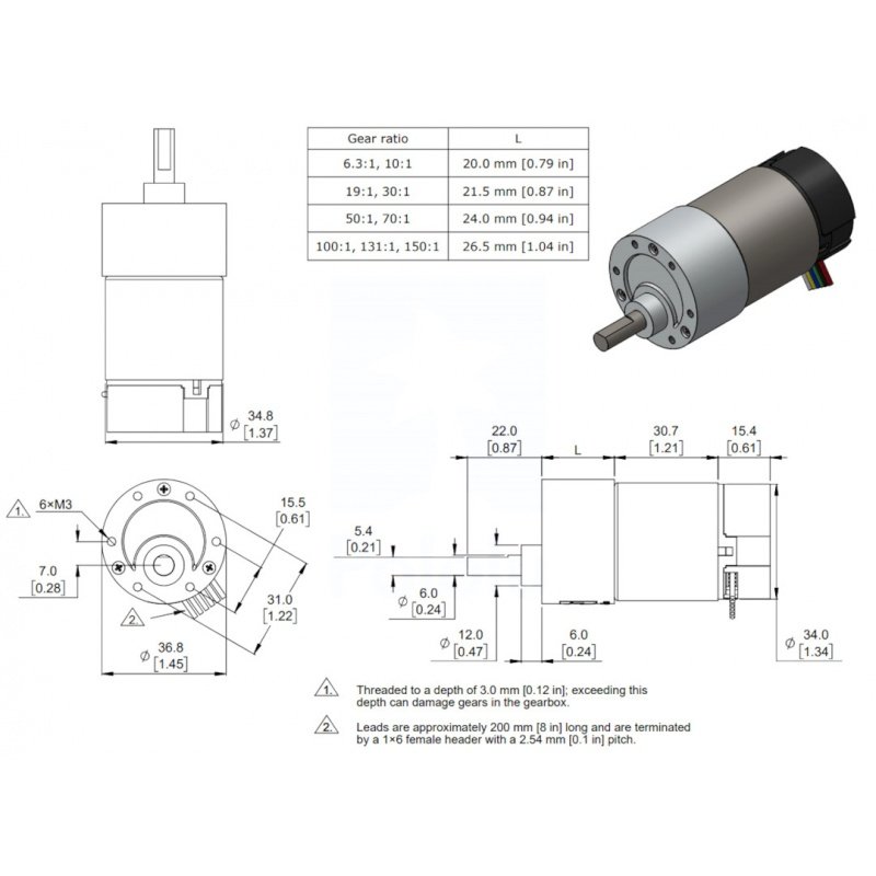 30:1 Metal Gearmotor 24V 37Dx68L 330RPM with 64 CPR Encoder -
