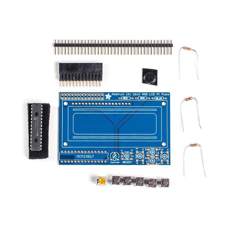 Blue negative 2x16 LCD + keypad Kit for Raspberry Pi - Adafruit